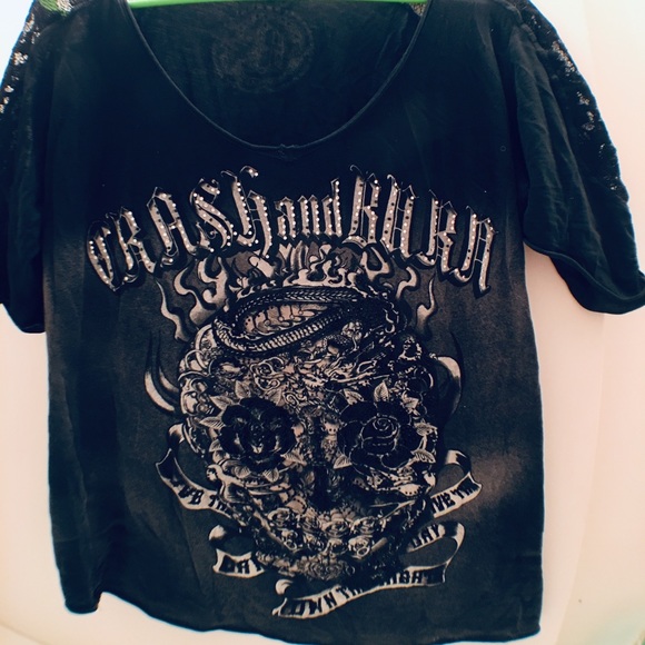 Crash & Burn Tops - Crash and Burn sequin 3/4 sleeve t-shirt